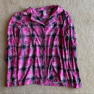 Total Girl heart print matching flannel pajama set